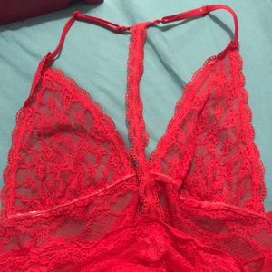Red lace lingerie VS